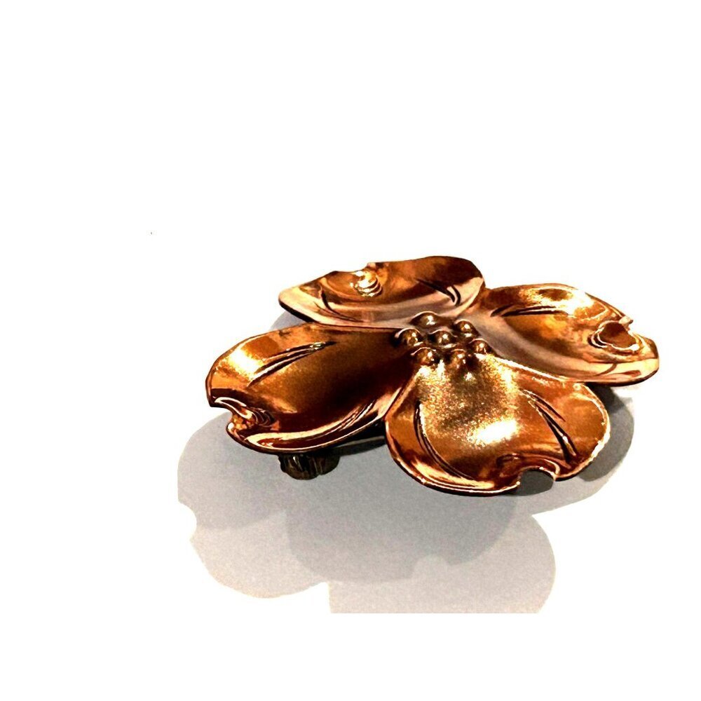 STUART NYE HAND WROUGHT COPPER FLORAL DOGWOOD PIN BROOCHES LOT 2 New - Picture 6 of 10